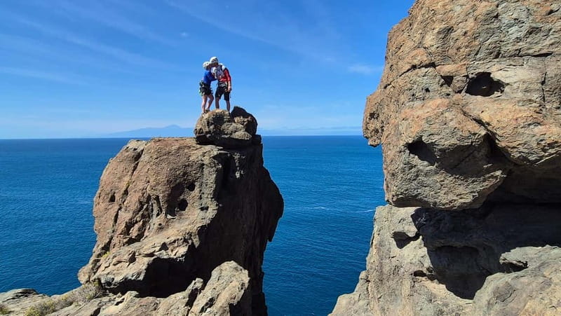 Agaete: Gran Canaria Coasteering. Marine Ferrata and Zipline - Zipline and the sea-level route: marine Via Ferrata energy
