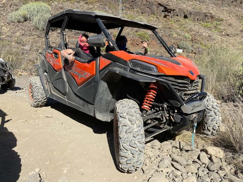 GRAN CANARIA: FAMILY MONSTER BUGGY <em>4 SEATS -LONG TOUR 2.5HR – Key Things That Make This Buggy Tour Worth Your Time’ /></p>
<ul>
<li><strong>You drive a 4-seat family buggy</strong>, staying together while going off-road</li>
<li><strong>Off-road goggles are included</strong>, so your eyes don’t pay the price</li>
<li><strong>Free hotel pickup</strong> is offered from a long list of south-coast areas</li>
<li><strong>Kids are welcome from about 1 meter tall</strong>, typically around ages 4–5</li>
<li><strong>You can switch drivers</strong> for no extra cost (great for sharing the fun)</li>
<li><strong>It’s a 2.5-hour long tour in the mountains</strong>, not a quick demo run</li>
</ul>
<h2 id="the-4-seater-family-buggy-what-youre-really-booking">The 4-Seater Family Buggy: What You’re Really Booking</h2>
<p><img width="800" height="600" decoding="async" src=